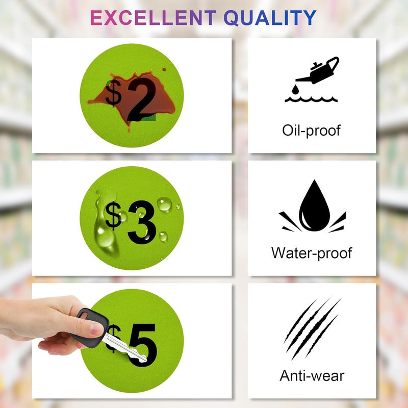 Darfukei Garage Sale Price Stickers, 1400 PCS 3/4 Inch Price Stickers for Yard Sales, Flea Markets, County Fairs & Retail Use, Pricemarker Labels, 4 Colours Round Price Tags - Image 4